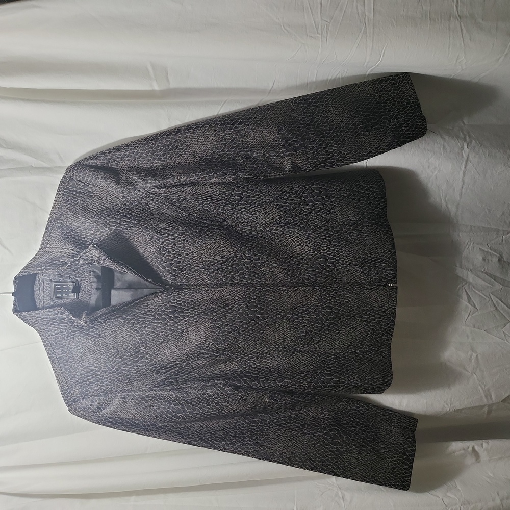 Black and grey patterned zip designer jacket
